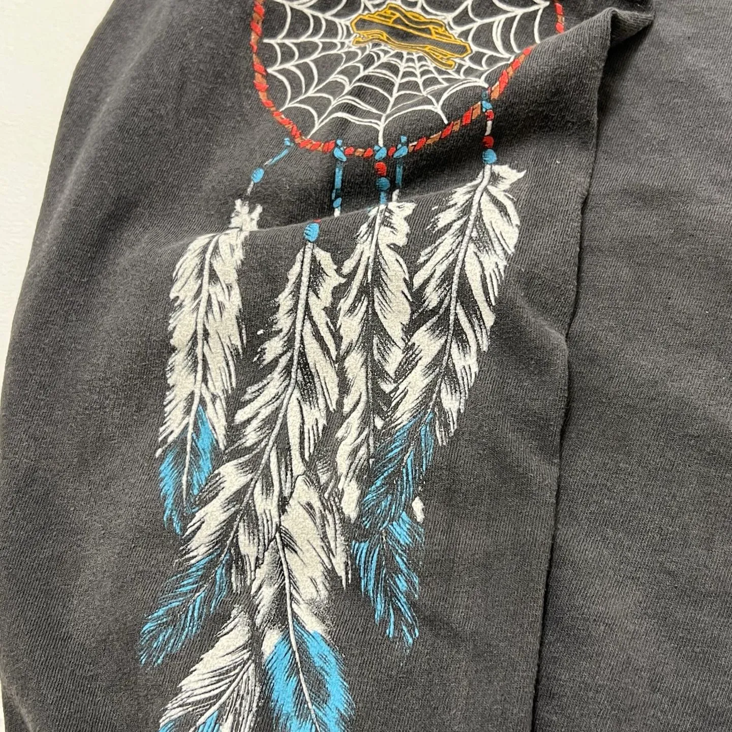 More details SAINT Mxxxxxx x TEFLON DISCO SAINT DISCO ML_LS TEE/BLK Eagle Feather Spider Web Distressed Long Sleeve S-XL Ready-to-wear Assute dyeing, water spray fading treatment, customized TEFLON DISCO co-branded accessories, hand-splashed ink, wormhole fraying treatment, genuine level printing process